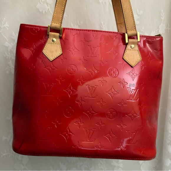 Louis Vuitton Houston Tote Red Leather Monogram Vernis - Picture 4 of 12